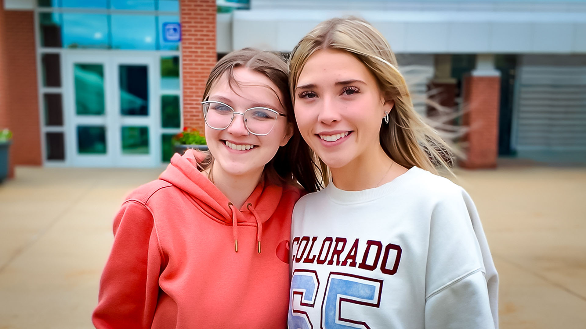 Two girls posing for a photo on Junior Day