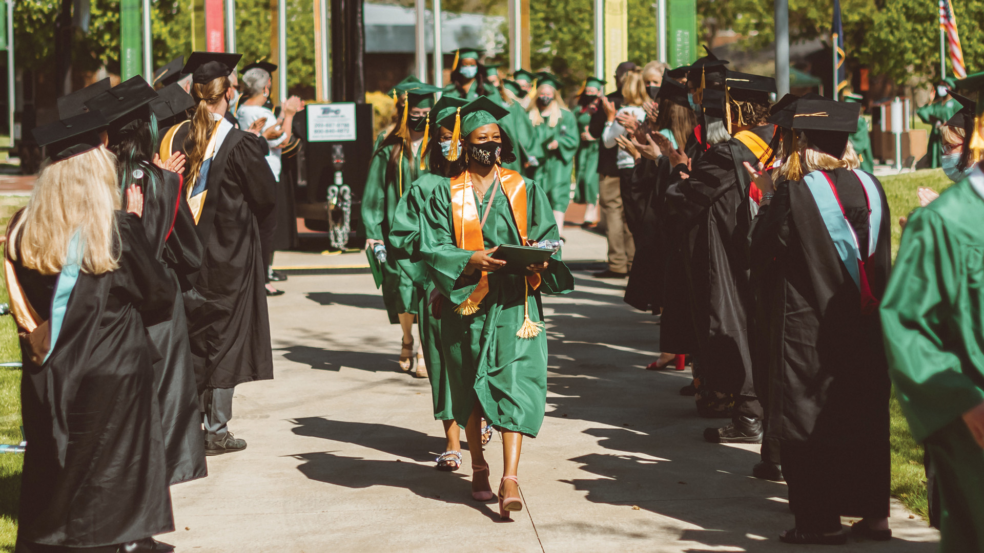 Graduates exiting the commencement ceremony