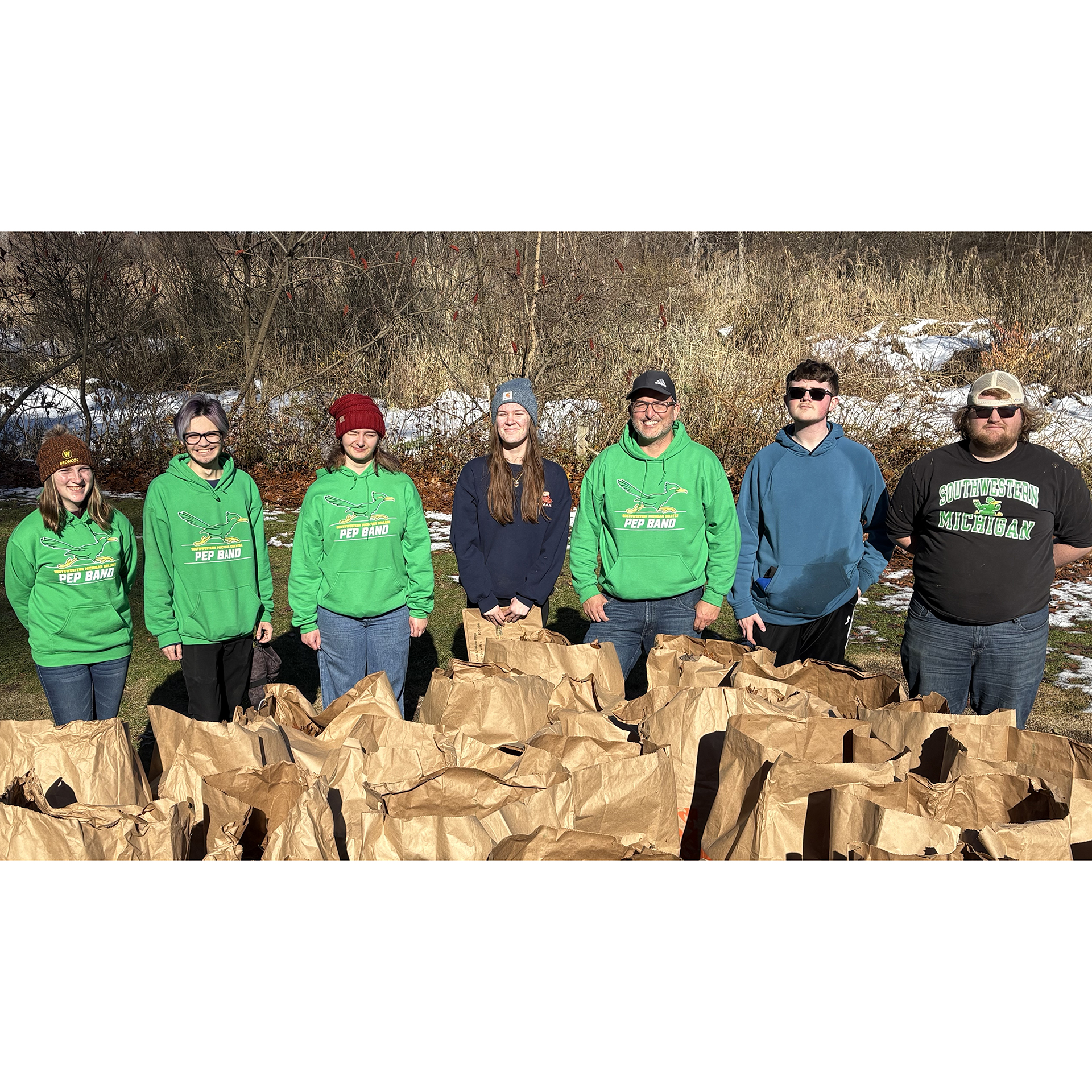 Band members filled 76 bags at two locations in the Cassopolis area