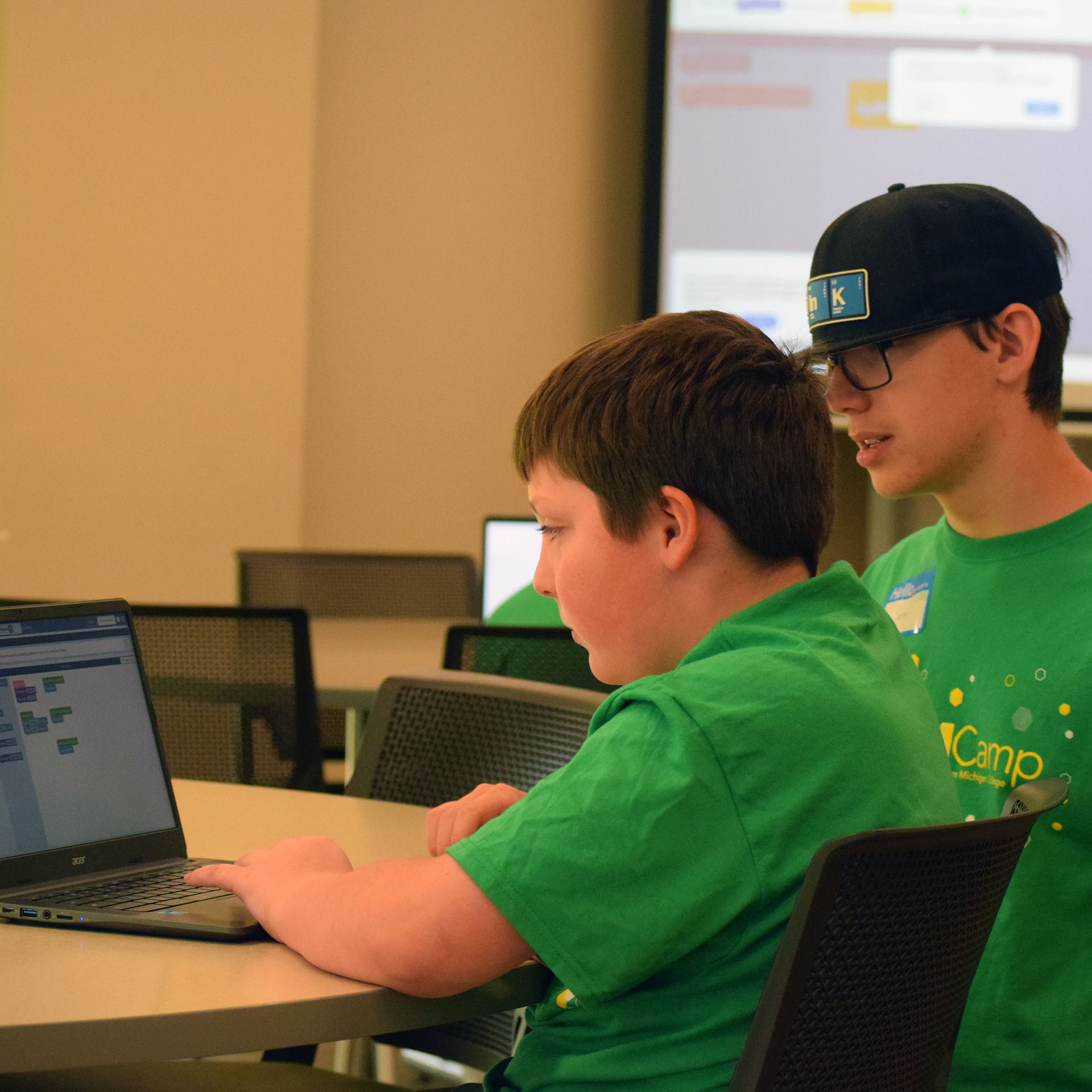 Robotics whiz Cash Kimmey assisted with coding