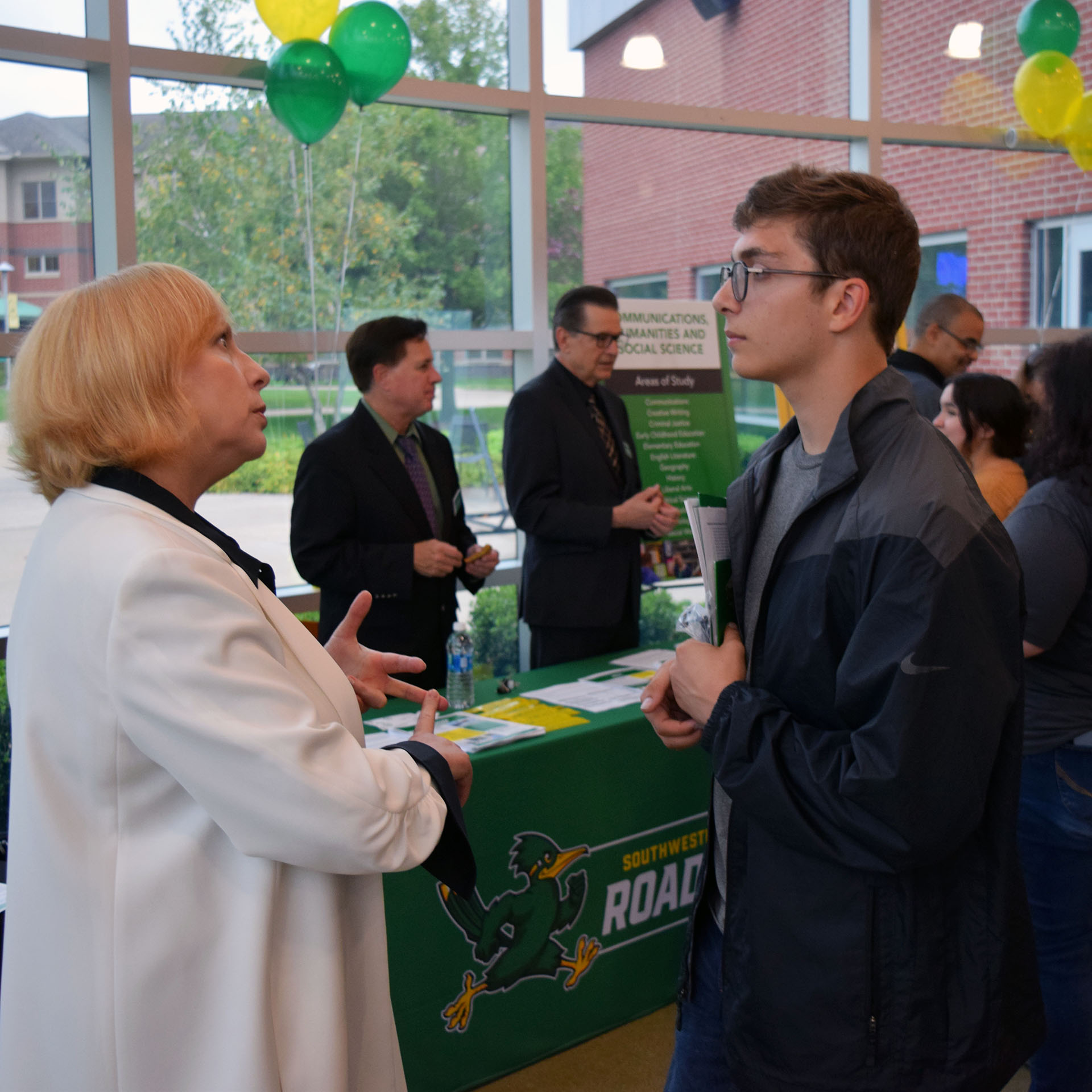 Dr. Barbara Karwacinski chats with a prospective student