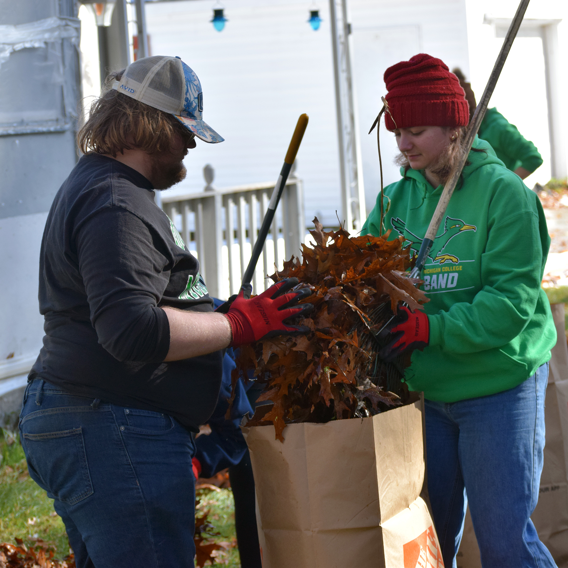 Justin Hemenway and Adalyne Wiley bag leaves