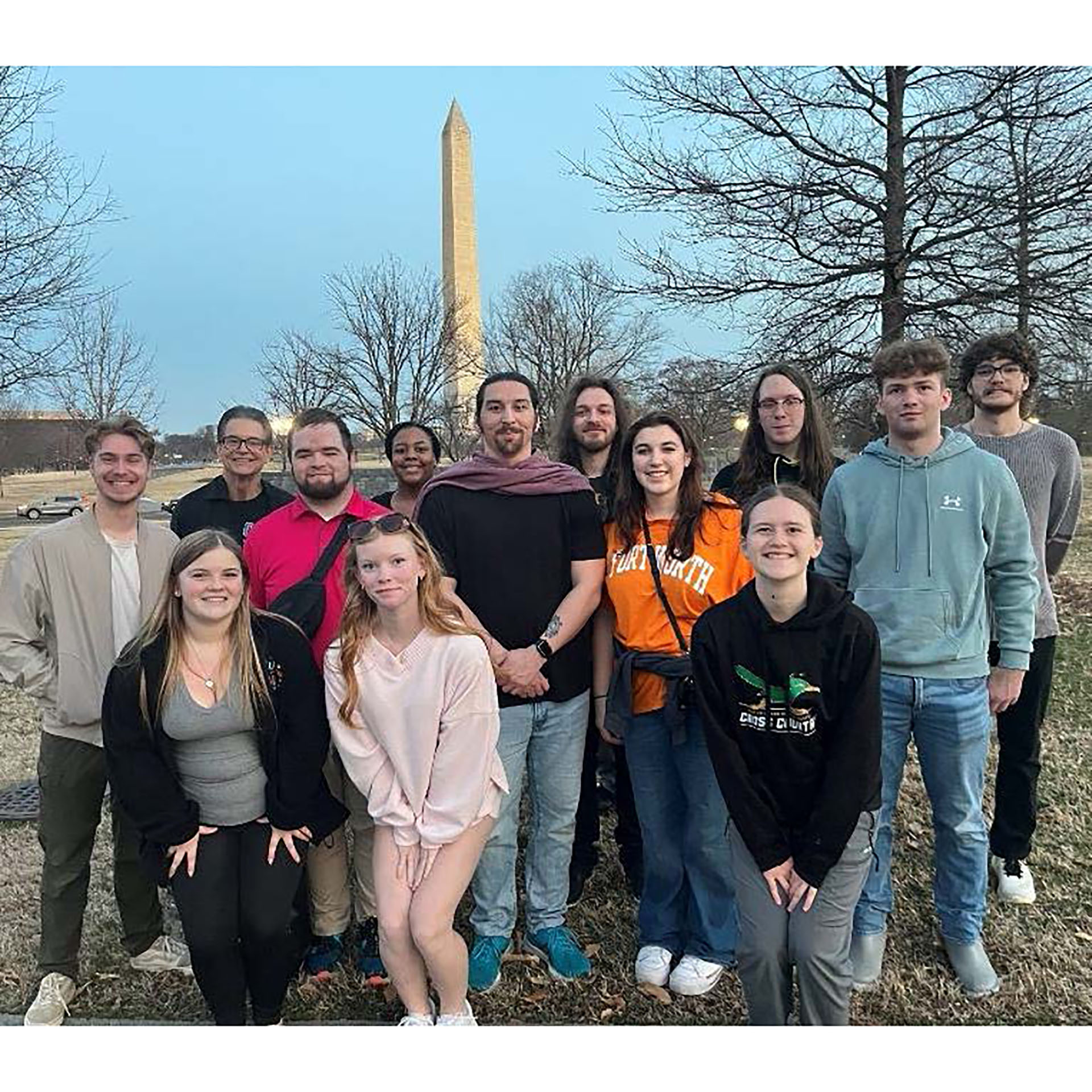 SMC history students with the Washington Monument as a backdrop